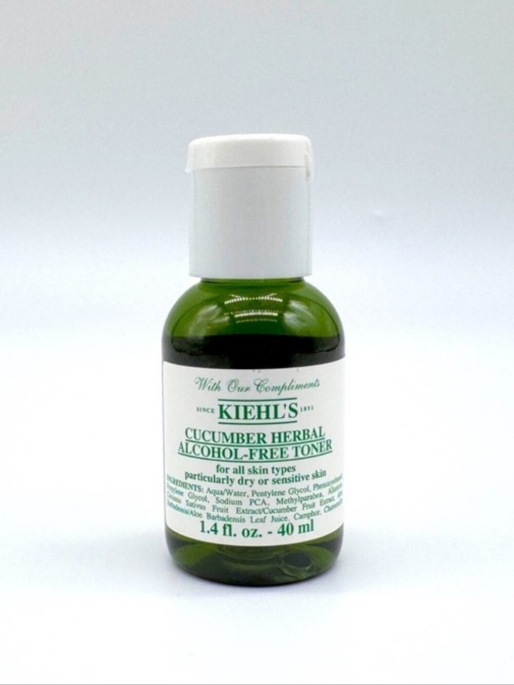 Kiehl's Green Cucumber Herbal Alcohol-Free Toner Bottle 1.4 fl oz /40 ml Travel